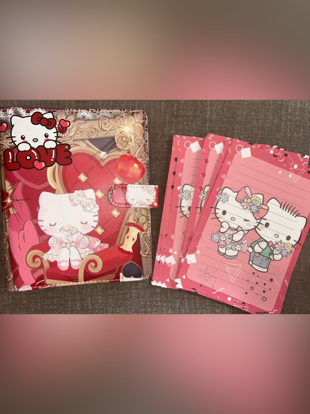 Red Hello Kitty A5 Binder with Refill Paper
